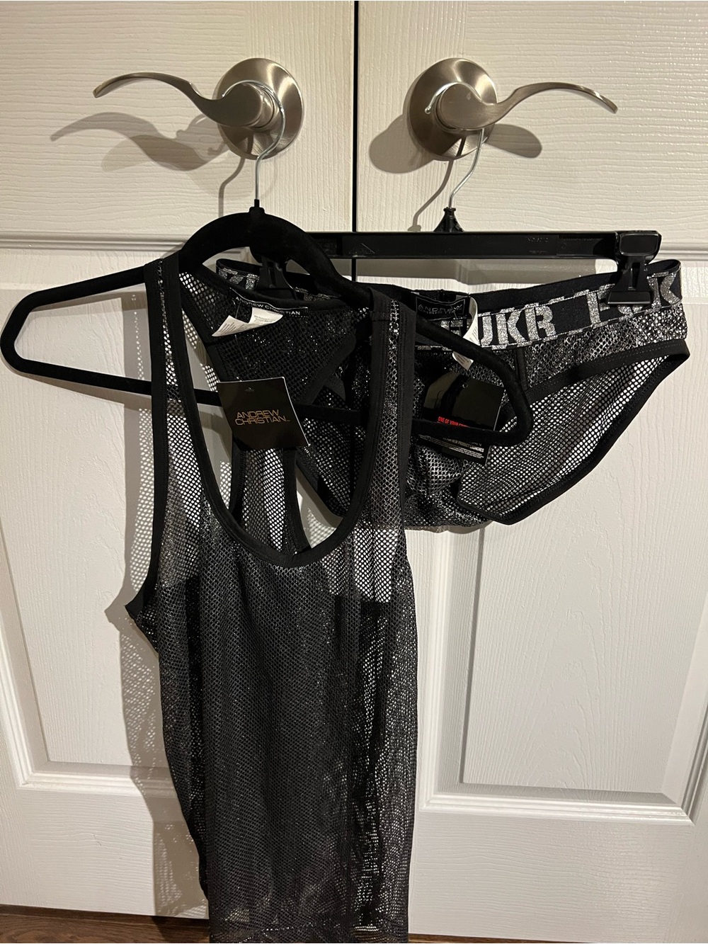 Andrew Christian Black Mesh Brief & Tank Set